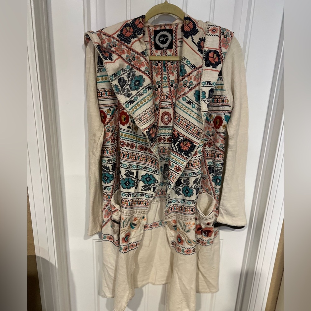 Johnny was Biya embroidered hoodie shrug oversized XS